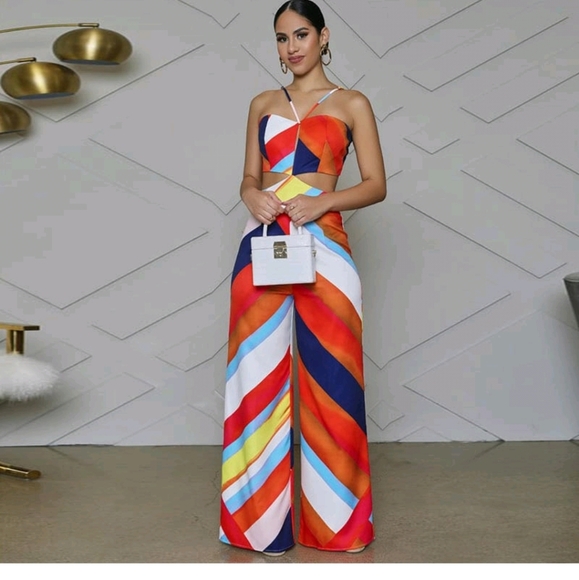 New Multi Color Hollow Out Jumpsuit - Picture 5 of 6